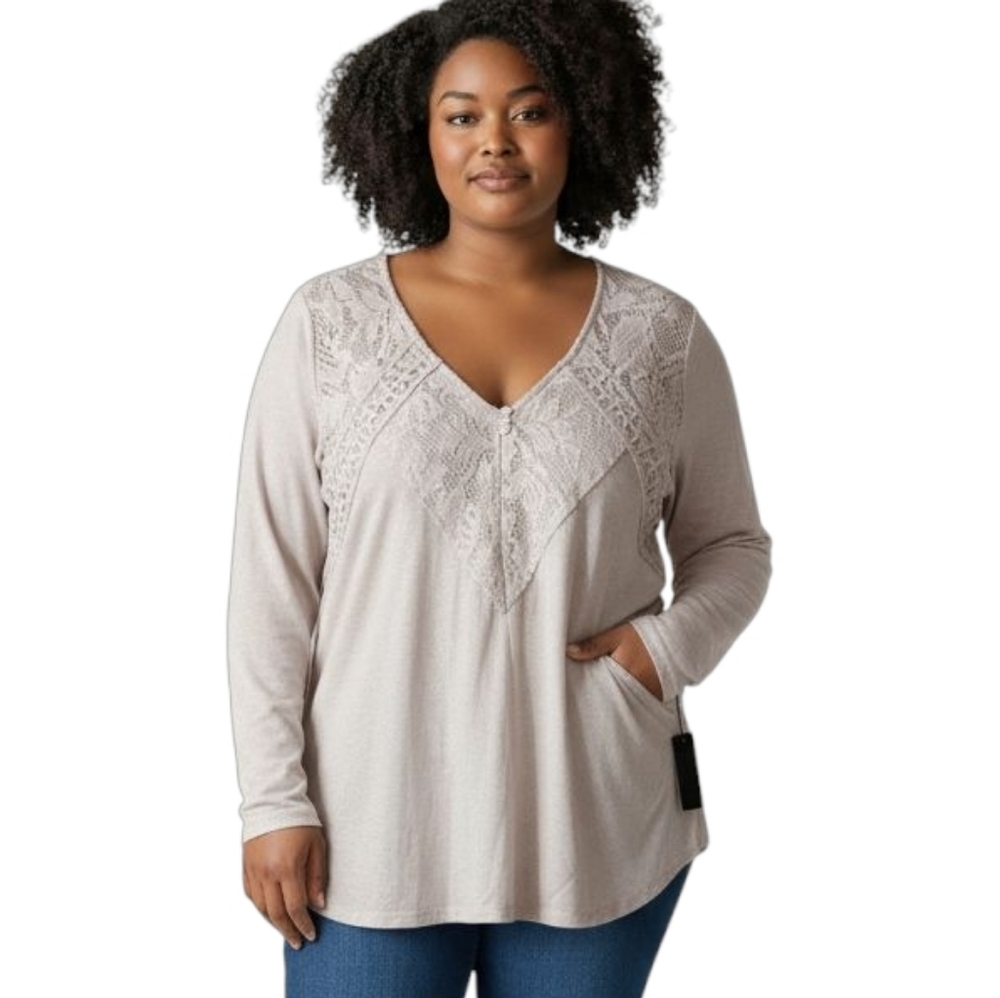 Louise Paris Lace Detail Long Sleeve Top